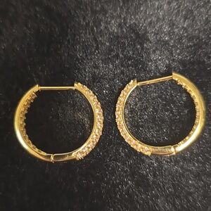 🆕️✨️ Simulated Champagne Diamond Inside Out Hoop Earrings in Goldtone ✨️